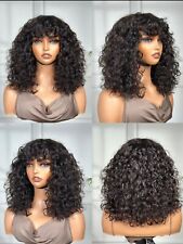 100 % echtes peruanisches Echthaar keine Spitze italienisch lockig mit Pony 14 Fuß