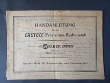 Vintage  AW Faber Castell Handanleitung für den Castell Präzisions Rechenstab
