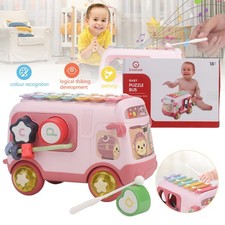 Spielzeug Ab 1 2 3 Jahre Mädchen, Baby Motorikwürfel Musikspielzeug Xylophon Bus