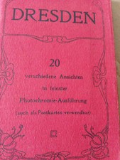 antike Postkartenmappe von Dresden, um 1900, Leporello mit 20 farbige Karten
