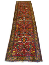Antiker Handgeknüpfter Perser Teppich Heris Orientteppich 336x95cm