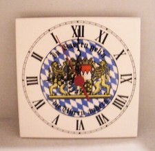 Bayerische Rückwärtsuhr Wanduhr Bayernwappen 15 x 15 cm Linksläufer Kacheluhr 2