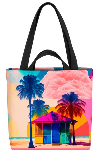 Strandhaus meer palmen tasche - meer,