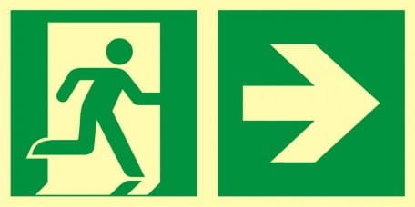 Richtung zum notausgang nach - richtung,