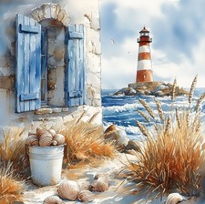 Wandbild Strand Leuchtturm