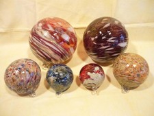 6 Glas Fensterkugeln mundgeblasen Ø 13cm Ø 8,5cm Ø 6,5cm