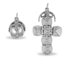 925 Sterlingsilber Freimaurer Öffnung Kugel Kreuz Kugel Anhänger Charm mittlere Größe 40x24mm