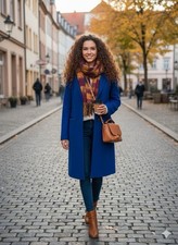 Hallhuber Wollmantel blau Gr