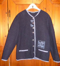 Jacke Gr.L Schurwolle gewalkt bayrische Trachtenjacke blau Stickerei