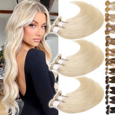 100-200 Strähnen Keratin Bonding Hair Extensions Echthaar Haarverlängerung Glatt