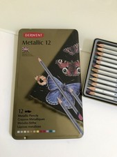 Derwent Metallic 12 Buntstifte In Box Neuwertig, wasservermalbar