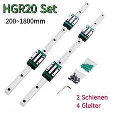 2X HGR20 200mm-1500mm Linearführung Linearschiene Guide Rail + 4X HGH20CA Blöcke