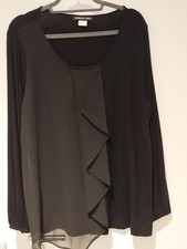 Rüschenbluse Langarm Schwarz