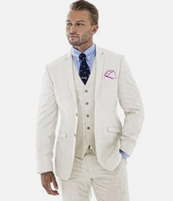 Herren 3-Teiler Leinen Anzug