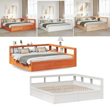 Massivholzbett Holzbett Einzelbett Doppelbett Bettgestell Gästebett mit Regal