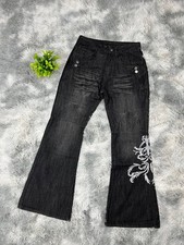 Jeans Hose Flared Schwarz Y2K