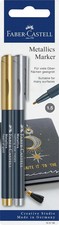 FABER CASTELL Metallics Metallic Marker Stift Silber und Gold 2 Stück Blister