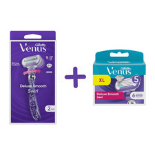 Gillette Venus Deluxe Smooth Swirl Rasierer +  Rasierklingen 2, 5, 8, 12er Pack