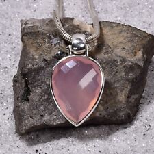 Rosenquarz Anhänger, 925er Silber, Edelsteinanhänger (14289)