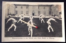 AK Fotokarte Männerturnen Schule von Niels Bukh in Ollerup/Denmark,1926