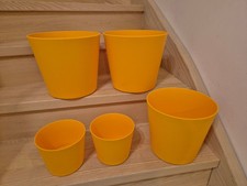 5x gelber Übertopf Flori, von Leni, Kunststoff, auch für Hydrokultur geeignet