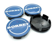 4x Original Borbet Nabendeckel 56mm Blau  Felgendeckel | Nabenkappe Center Ca...
