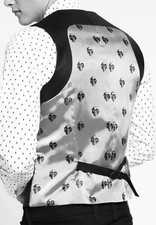 NOOSE & MONKEY HARRIS TWEED MENS WAISTCOAT Weste Schurwolle Top Size 38R Grün