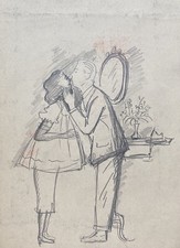 Verliebtes Paar Interieur Schminckspiegel Joachim Cordsen Berlin Zeichnung