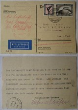12807 Karte Luftschiff Graf Zeppelin 1.Amerikafahrt 1929 Frankfurt nach New York