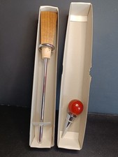 Wein/Sektflaschen Thermometer Vintage Holz/ Edelstahl Und Flaschenverschluss