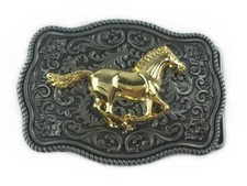 Goldene Pferdegürtelschnalle