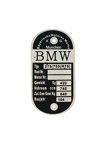 Typenschild schild bmw - typenschild, r