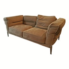 Flexform Sofa Adda Leder Pelle 702 Deluxe Braun Grün Gestell Schwarzchrom