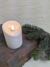 LED Kerze für Außen Stumpenkerze  outdoor Indoor Balkon Garten Timer weiß 10cm