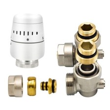 BELRAD H-BLOCK BODEN KOMPLETT MIT THERMOSTATKOPF- Eck 3/4“ AG x 1/2“ Eurokonus