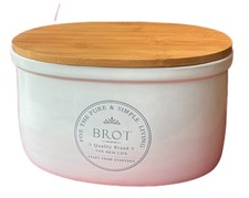 Brotkasten Brotbox Weiß Keramik Brottopf Oval mit Deckel Holz Aufbewahrung KHG