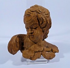 Putto Engelkopf Holz Eiche geschnitzt H ca 17 cm Bildhauer F. Ebbes Kevelaer -2-