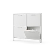 Schuhschrank Schuhkipper 4 Fächer Schuhkommode Schuhregal Metal 96x90x17 cm