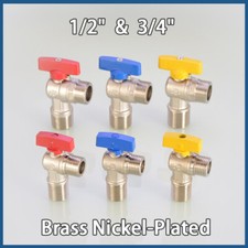 1/2" 3/4" Messing Kugelhahn 90° Winkel Zweiwegeventil Boilerventil Rot Blau Gelb