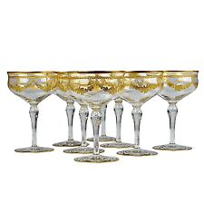 Antike Josephinenhütte, 8 x Sekt Coupés/Untertassen, kunstvoll vergoldet