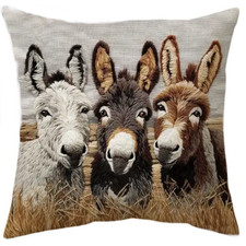 Kissen + Füllung 45x45cm Esel, Stickoptik, Dekokissen, Wurfkissen, Couchkissen