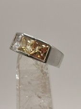 925 Silber Ring mit 3 gelben