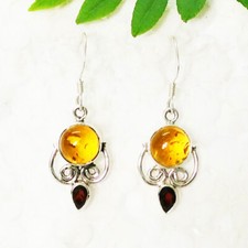 925 Sterlingsilber Bernstein Ohrringe Handmade Schmuck Geburtsstein Ohrringe