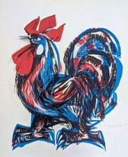 Womacka, Walter (1925 - 2010) "Blauer Hahn"  Lithografie, 1981 signiert