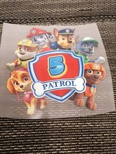 Bügelbild Paw Patrol Hunde Happy Birthday Zahl 5 Tshirt Stoff Folie Geburtstag