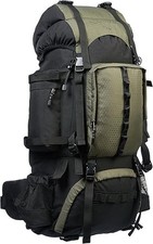 Amazon Basics Wanderrucksack 75L Grün mit Innengestell & Regenschutz Trekking
