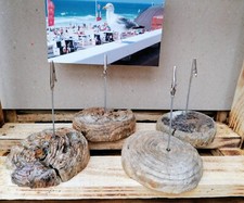 Treibholz Schwemmholz Kartenhalter  Notiz- Fotohalter Tischkartenhalter  4 Stck