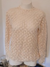 ZARA Häkelshirt L Creme Weiß
