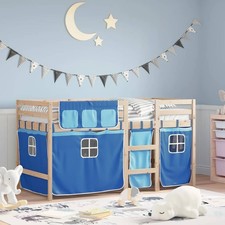 Kinderhochbett Vorhängen Bett Hochbett Spielbett Kinderbett Massivholz vidaXL