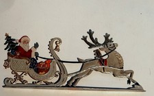 Zinnfiguren Flachfiguren bemalter Nikolaus mit Schlitten